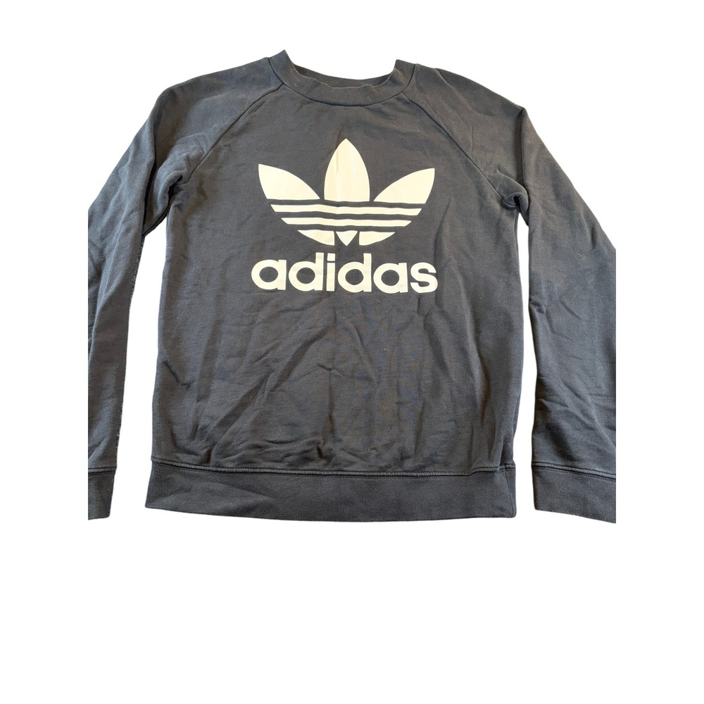Adidas Originals Trefoil Crewneck Sweatshirt Black White Logo Raglan Pullover